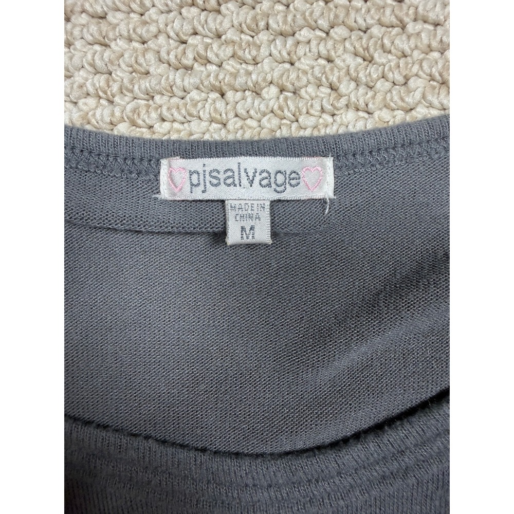 PJ Salvage Heart‎ Pajama Sweater Womens Medium Gray Long Sleeve Rayon Sleepwear - Picture 4 of 6